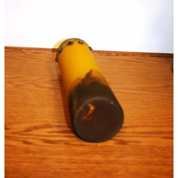 Signed Hand Made Blown glass Vase Coated With Silver & glass Stone Yellow - Picture 6 of 7